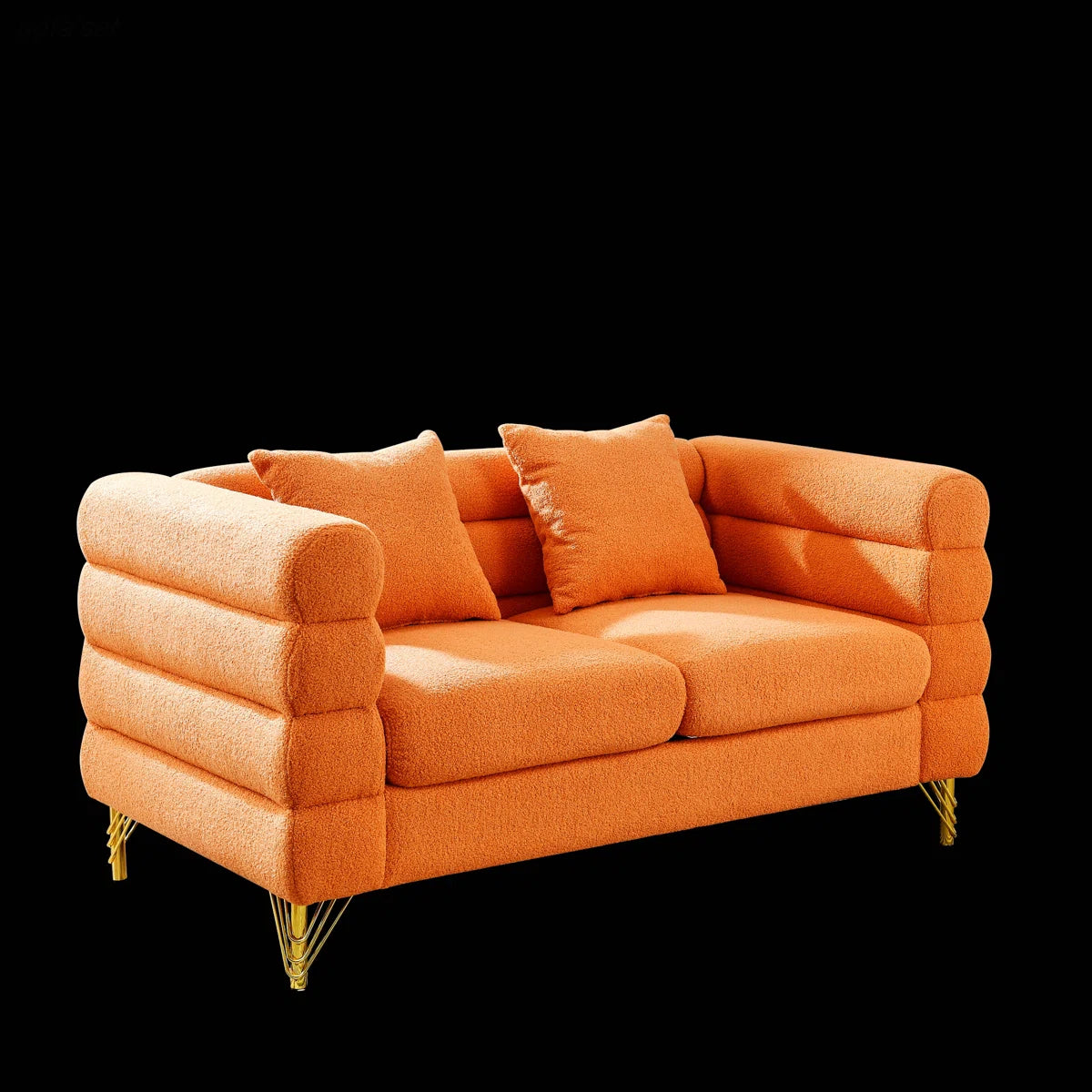 Luxury Sofa Sets: 81'' Wide 2-Piece Fabric Sofa & Loveseat Set with Toss Pillows and Gold Legs