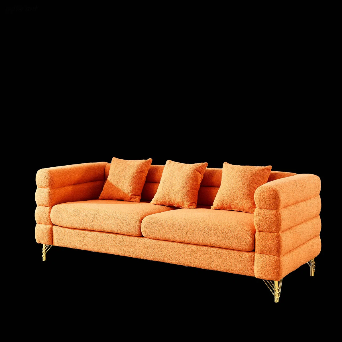 Luxury Sofa Sets: 81'' Wide 2-Piece Fabric Sofa & Loveseat Set with Toss Pillows and Gold Legs
