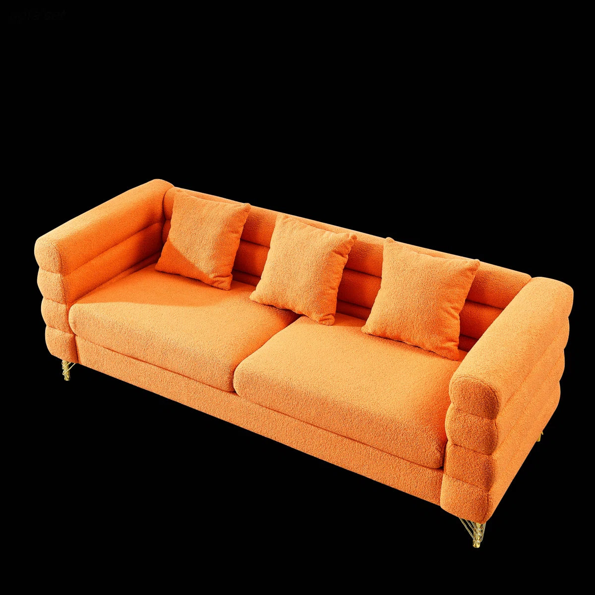 Luxury Sofa Sets: 81'' Wide 2-Piece Fabric Sofa & Loveseat Set with Toss Pillows and Gold Legs