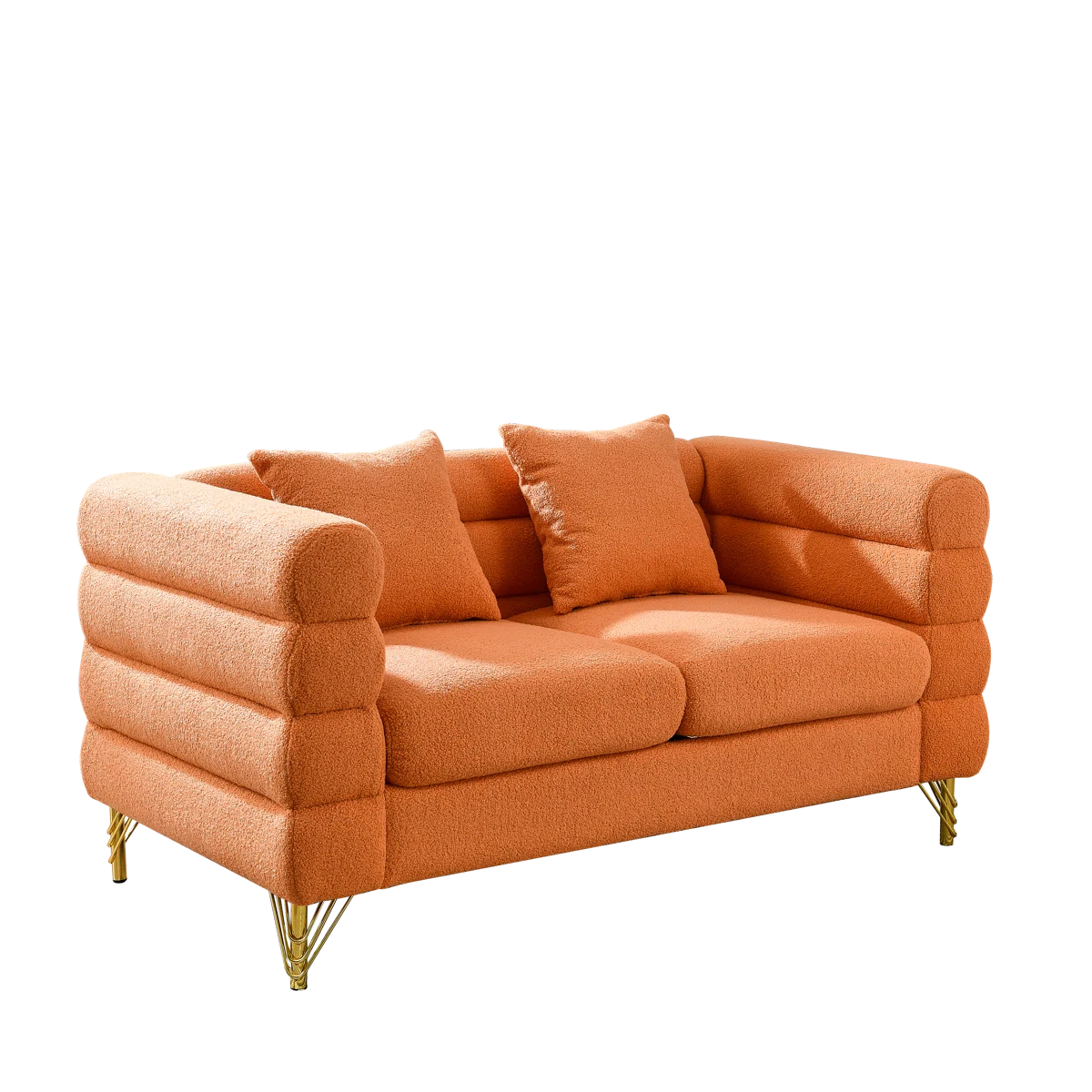 Luxury Sofa Sets: 81'' Wide 2-Piece Fabric Sofa & Loveseat Set with Toss Pillows and Gold Legs