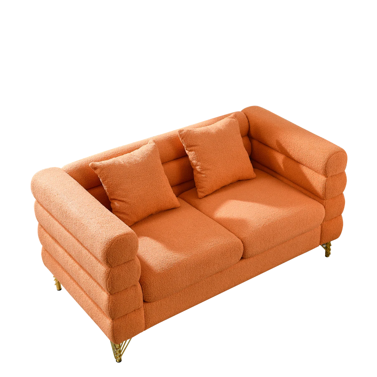 Luxury Sofa Sets: 81'' Wide 2-Piece Fabric Sofa & Loveseat Set with Toss Pillows and Gold Legs