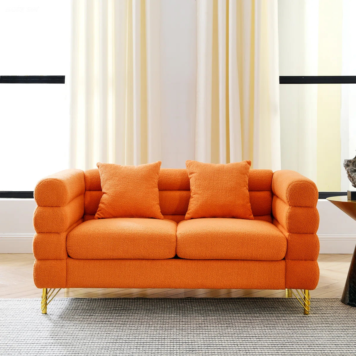 Luxury Sofa Sets: 81'' Wide 2-Piece Fabric Sofa & Loveseat Set with Toss Pillows and Gold Legs