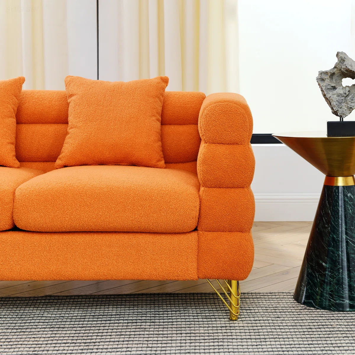 Luxury Sofa Sets: 81'' Wide 2-Piece Fabric Sofa & Loveseat Set with Toss Pillows and Gold Legs