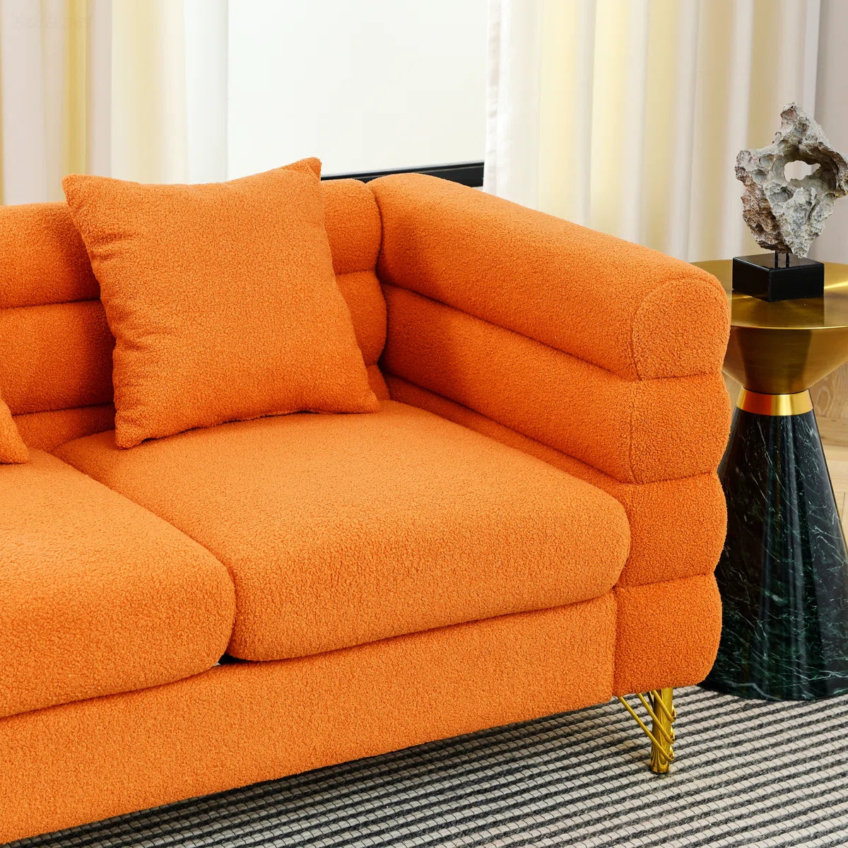 Luxury Sofa Sets: 81'' Wide 2-Piece Fabric Sofa & Loveseat Set with Toss Pillows and Gold Legs