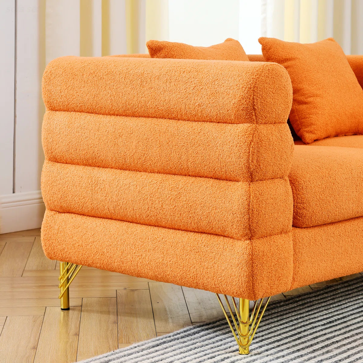 Luxury Sofa Sets: 81'' Wide 2-Piece Fabric Sofa & Loveseat Set with Toss Pillows and Gold Legs