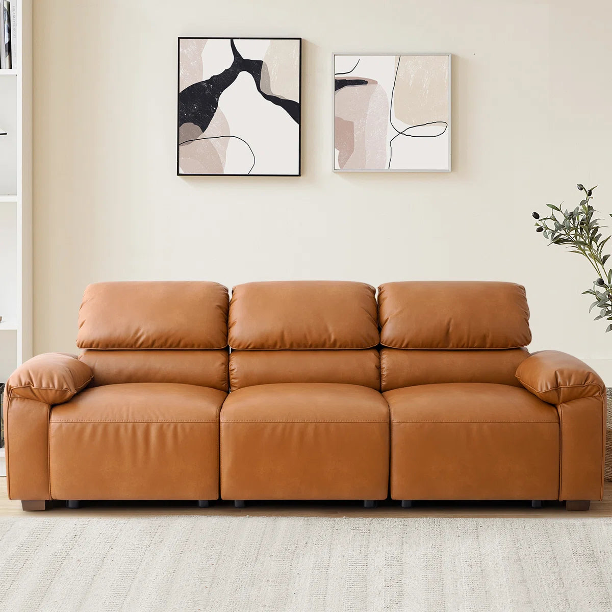 7 Seater Sofa Set: 3-Piece Faux Leather Sectional with 3-Seater Sofa