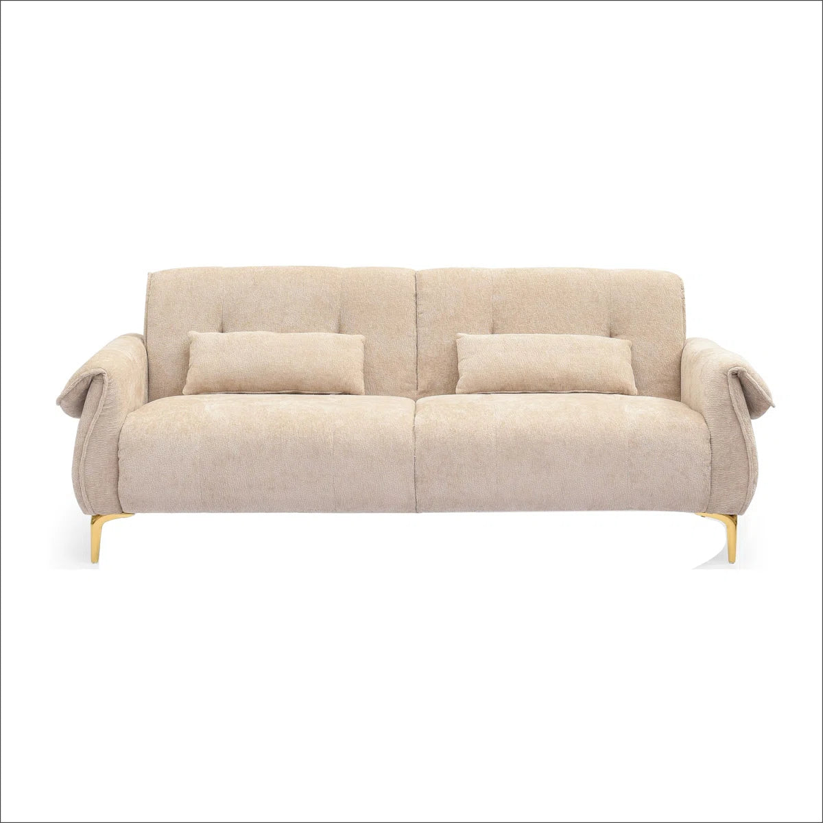 Luxury Sofa Sets: 3-Piece Swivel Chair Sofa Set in Plush Fabric with Toss Pillows