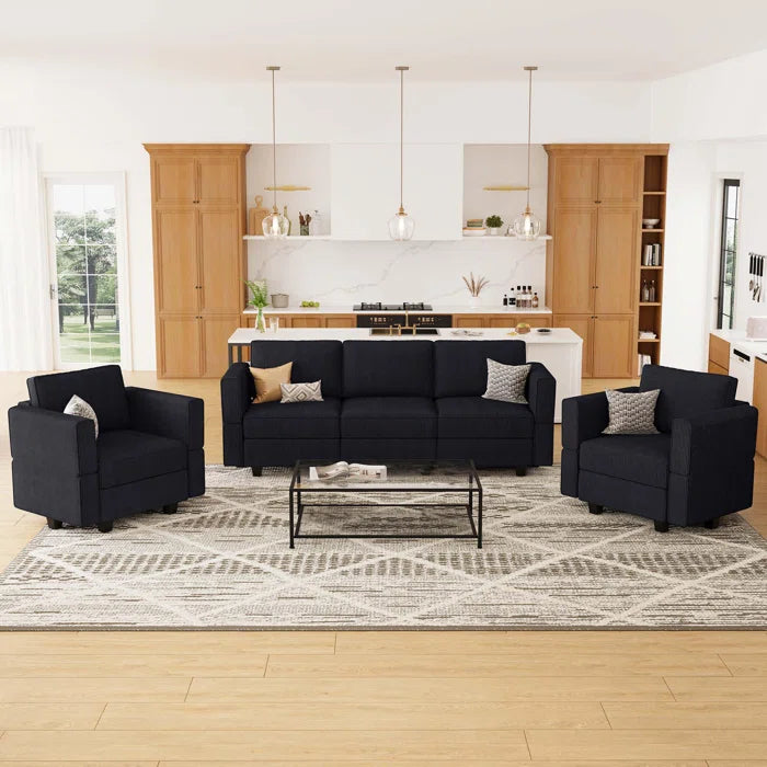7 Seater Sofa Set: 3-Piece Modular Sectional with Storage Seats for Sofa Set