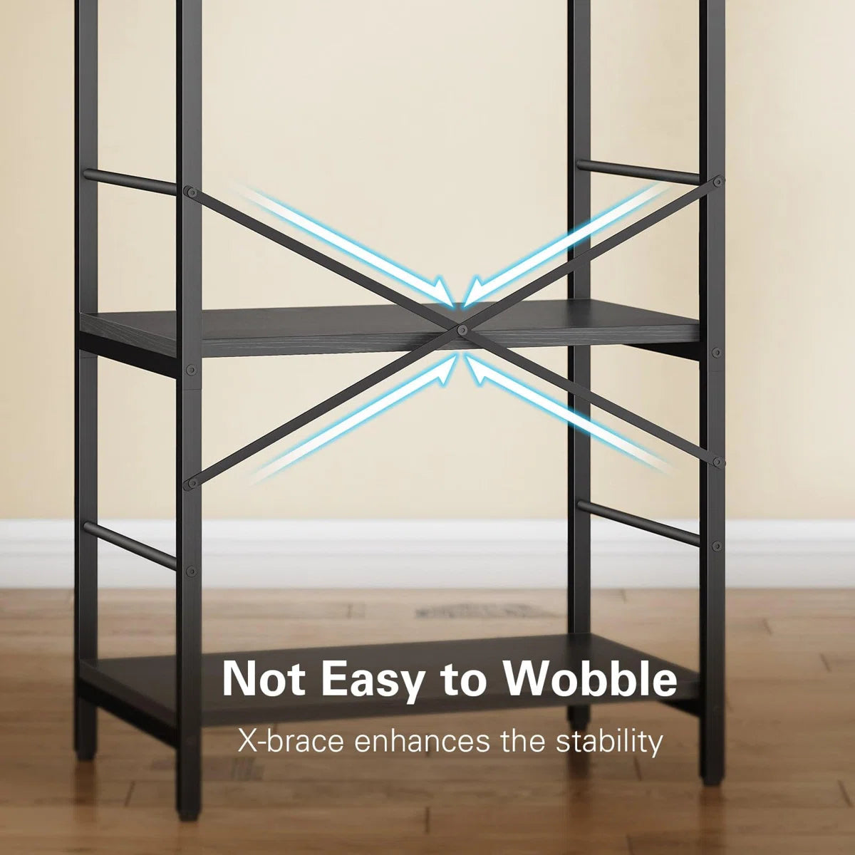 Kitchen Rack: 3-Power Outlets with Baker's Rack, 4-Tier Storage with Microwave Stand, Freestanding Kitchen Shelf Stand