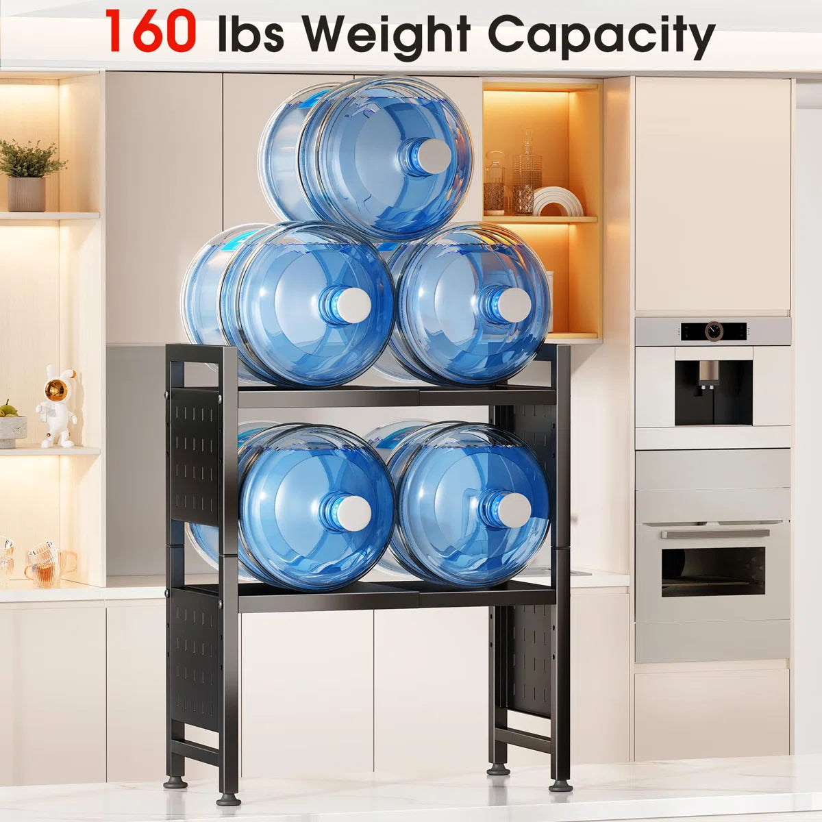 Kitchen Rack: 3-Tier Heavy-Duty Microwave Oven Rack Shelf with 9 Hooks for Kitchen Shelves Counter Top Organizer