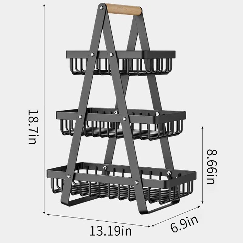 Kitchen Racks: 3-Tier Fruit Basket Vegetable Rack for Kitchen Countertop Storage