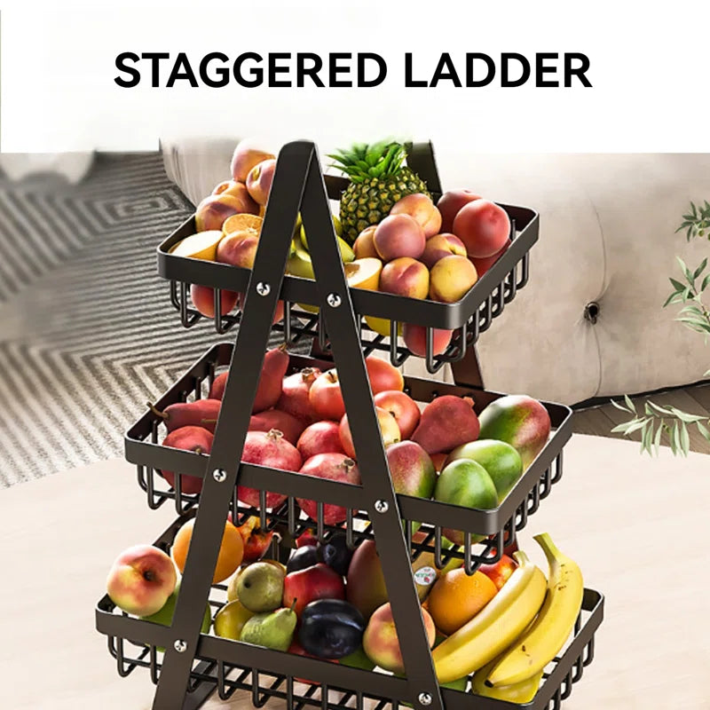 Kitchen Racks: 3-Tier Fruit Basket Vegetable Rack for Kitchen Countertop Storage