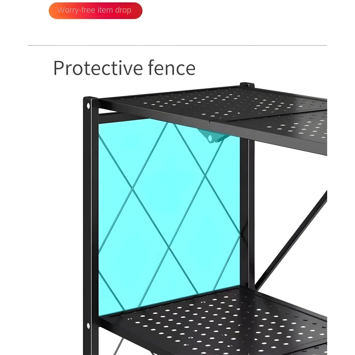 Kitchen Racks: 3-Tier metal shelving unit with X-side frames for storage