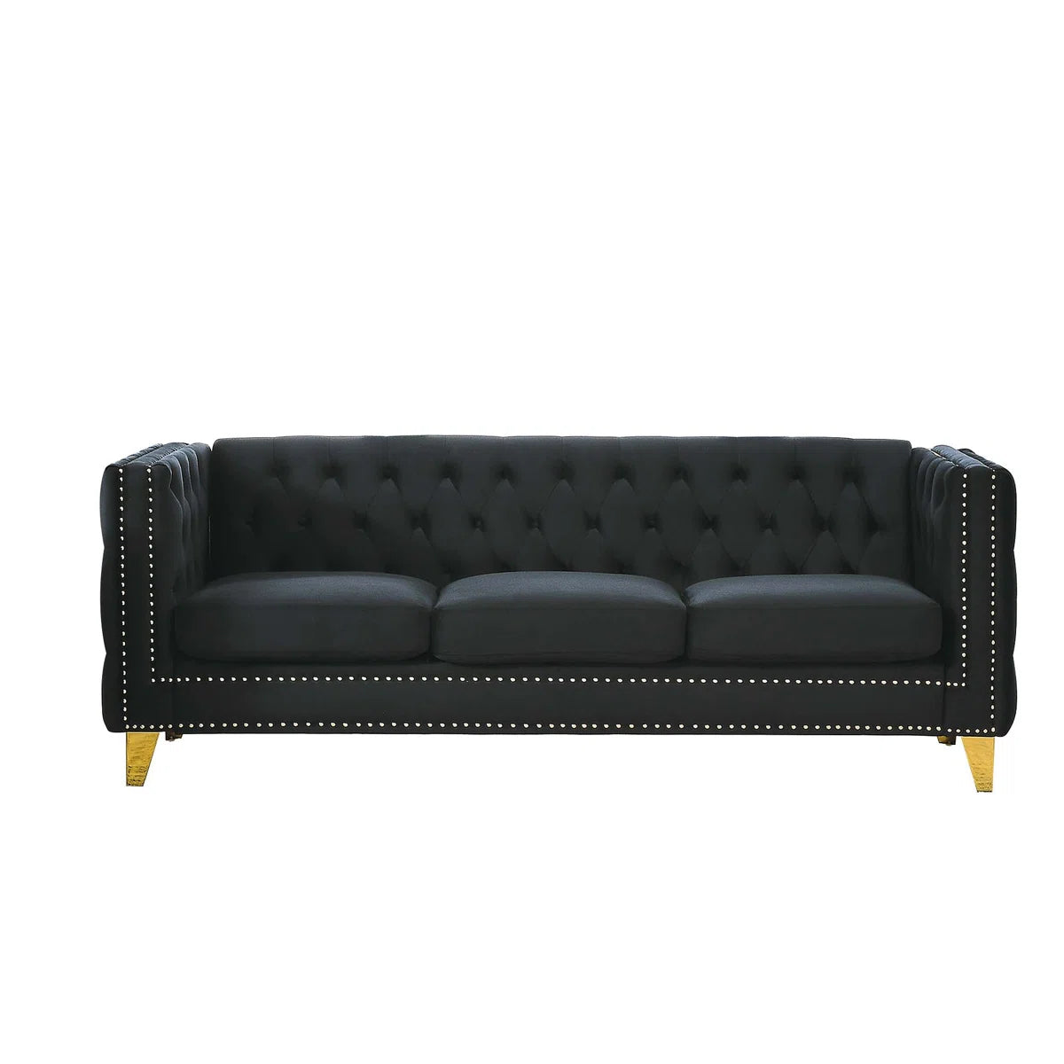 7 Seater Sofa Set: Luxurious Black Velvet 3+2 Seater Combination Sofa