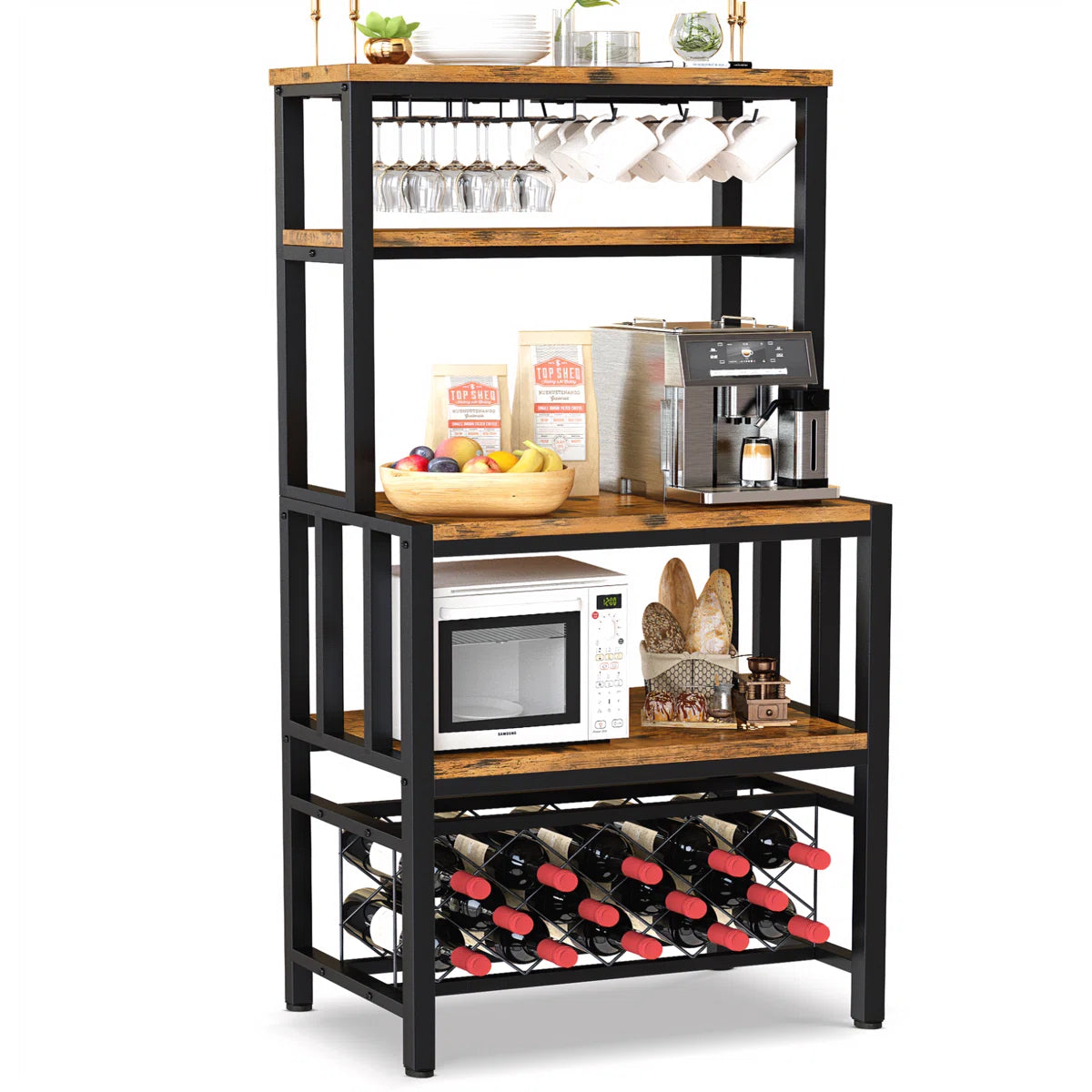 Kitchen Rack: 30.11'' Iron Standard Baker's Rack with Microwave Compatibility