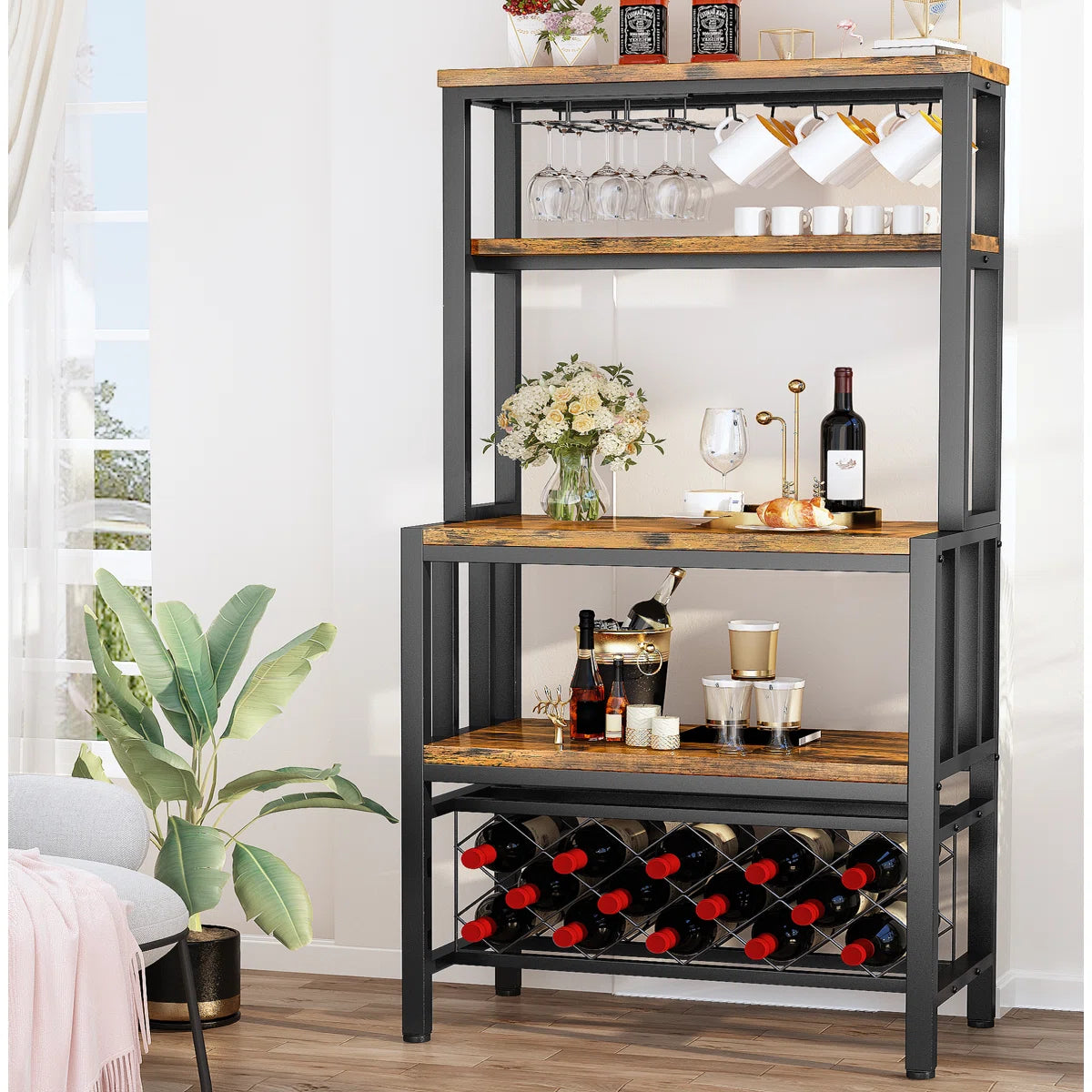 Kitchen Rack: 30.11'' Iron Standard Baker's Rack with Microwave Compatibility