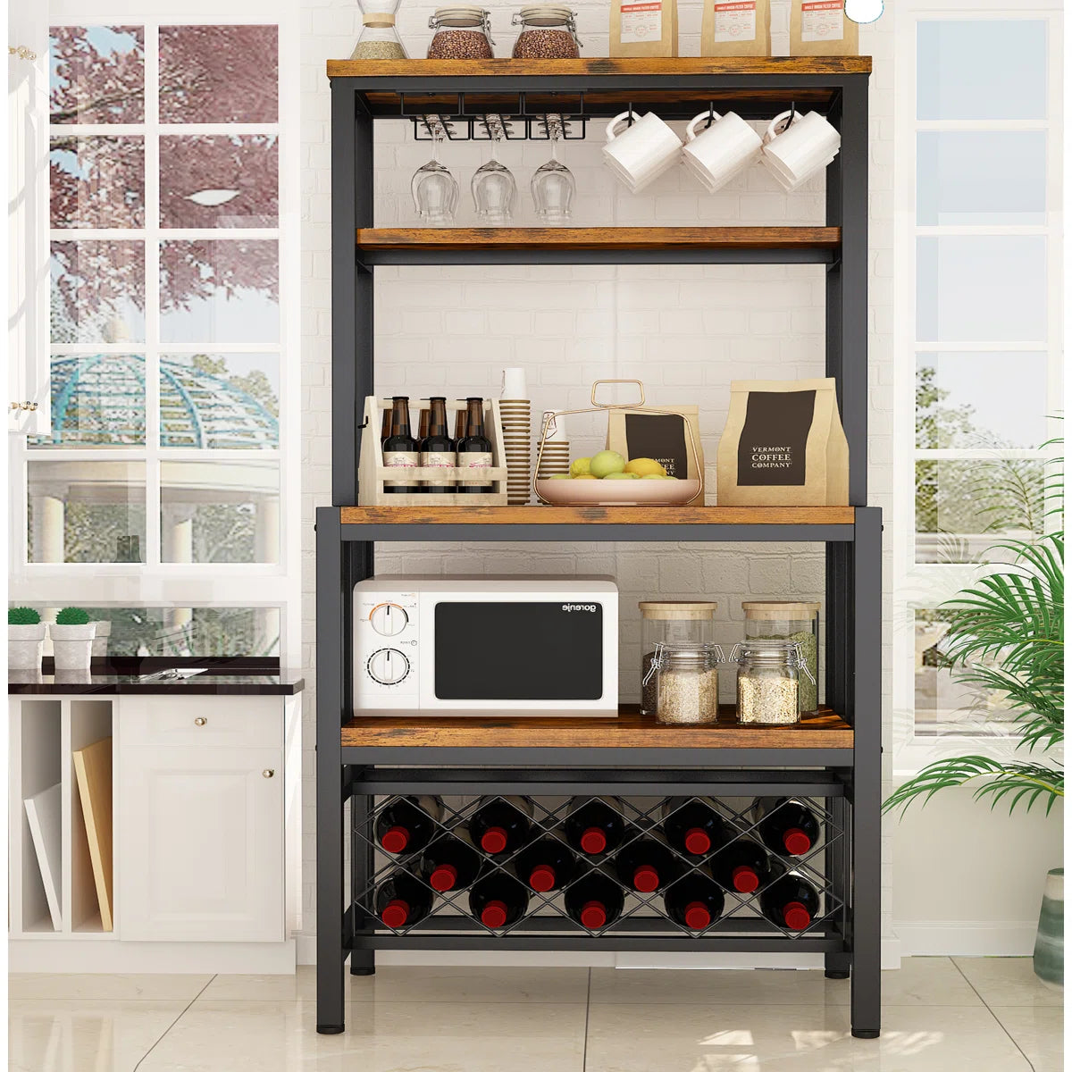 Kitchen Rack: 30.11'' Iron Standard Baker's Rack with Microwave Compatibility
