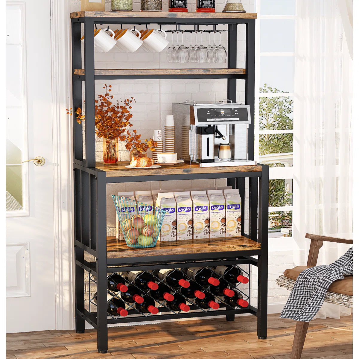Kitchen Rack: 30.11'' Iron Standard Baker's Rack with Microwave Compatibility
