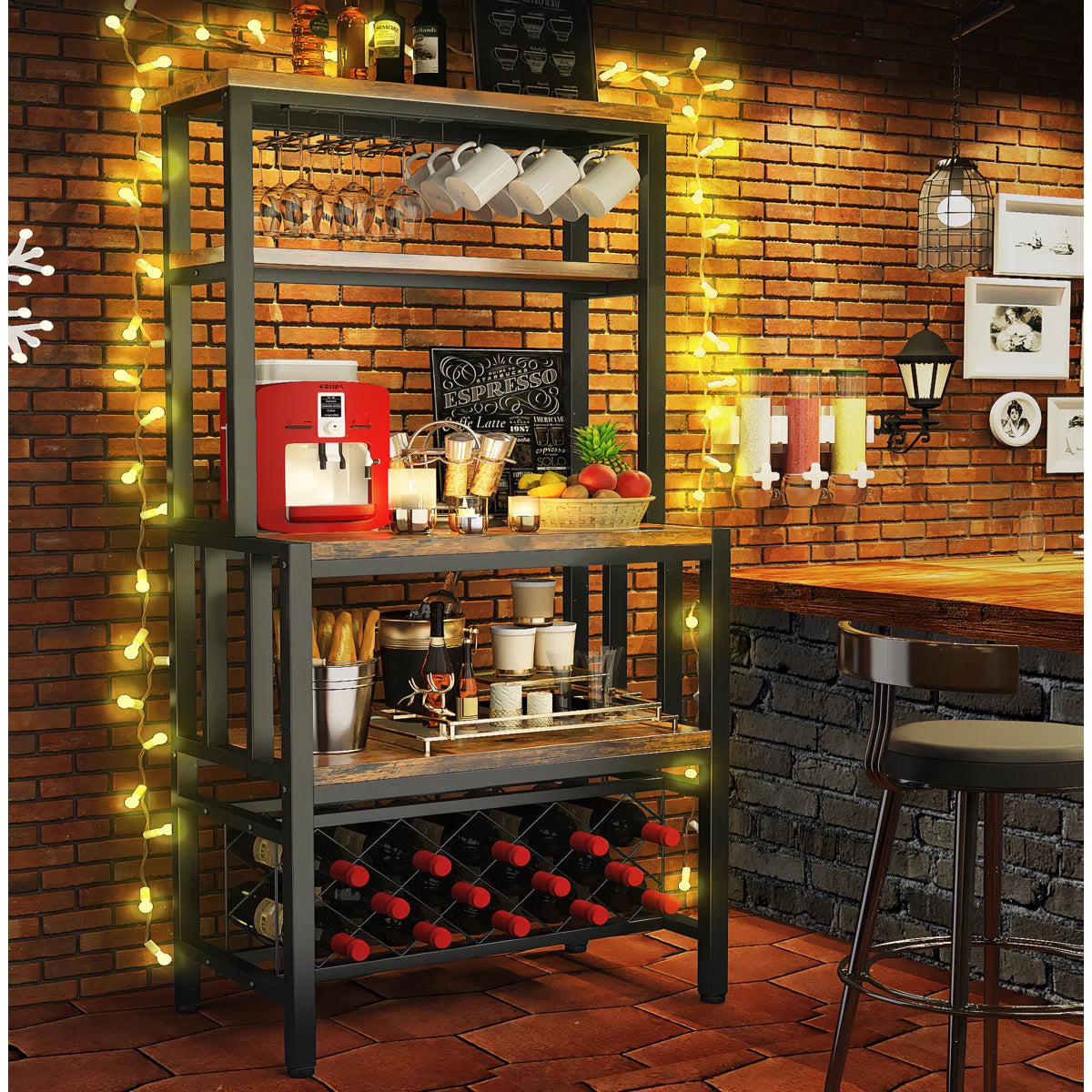 Kitchen Rack: 30.11'' Iron Standard Baker's Rack with Microwave Compatibility