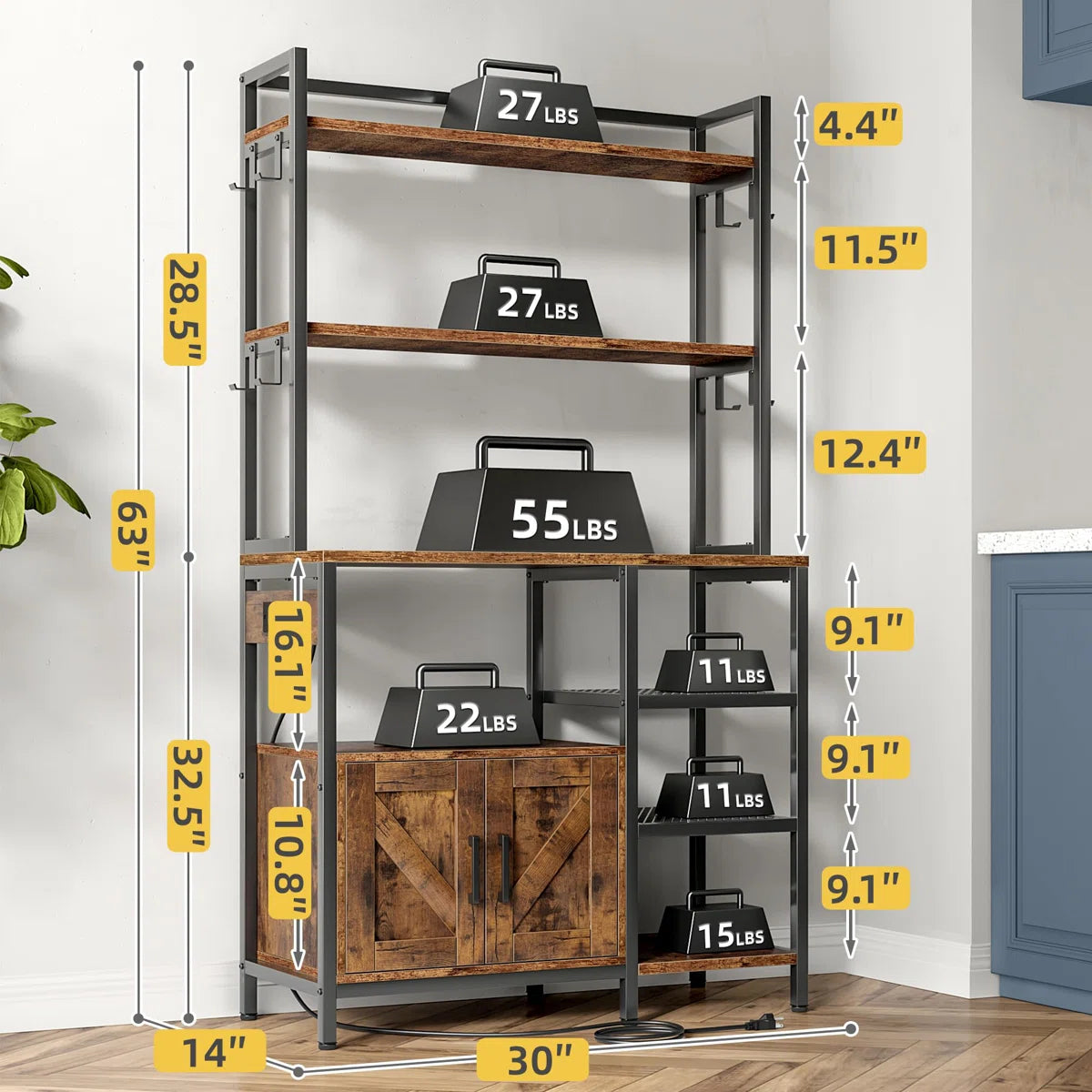 Kitchen Rack: 30'' Metal Baker's Rack with Microwave Compatibility