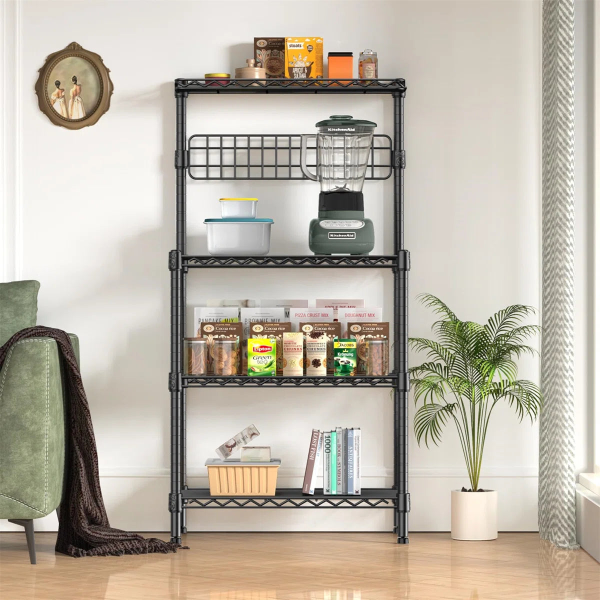 Kitchen Racks: Microwave-compatible standard 30-inch metal baker's rack