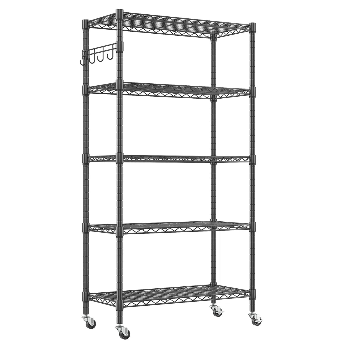 Kitchen Rack: 30'' W Metal Height -Adjustable Shelving Unit with Wheels