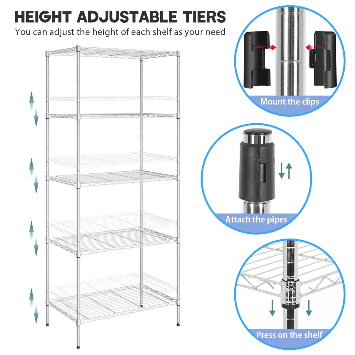 Kitchen Rack: 30'' W Metal Shelving Unit with Wheels