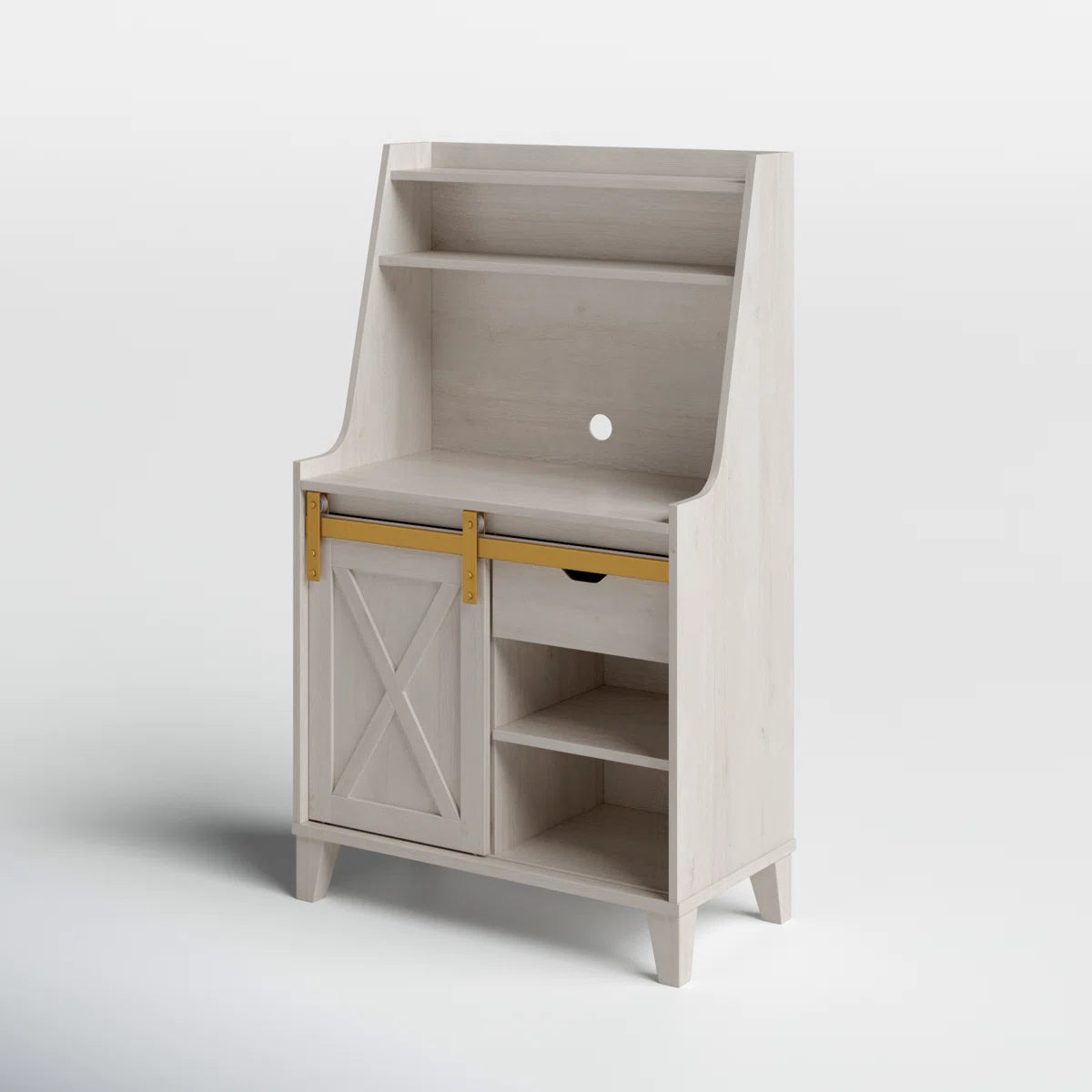 Kitchen Racks: A standard wood 31.25-inch baker's rack with wooden shelves