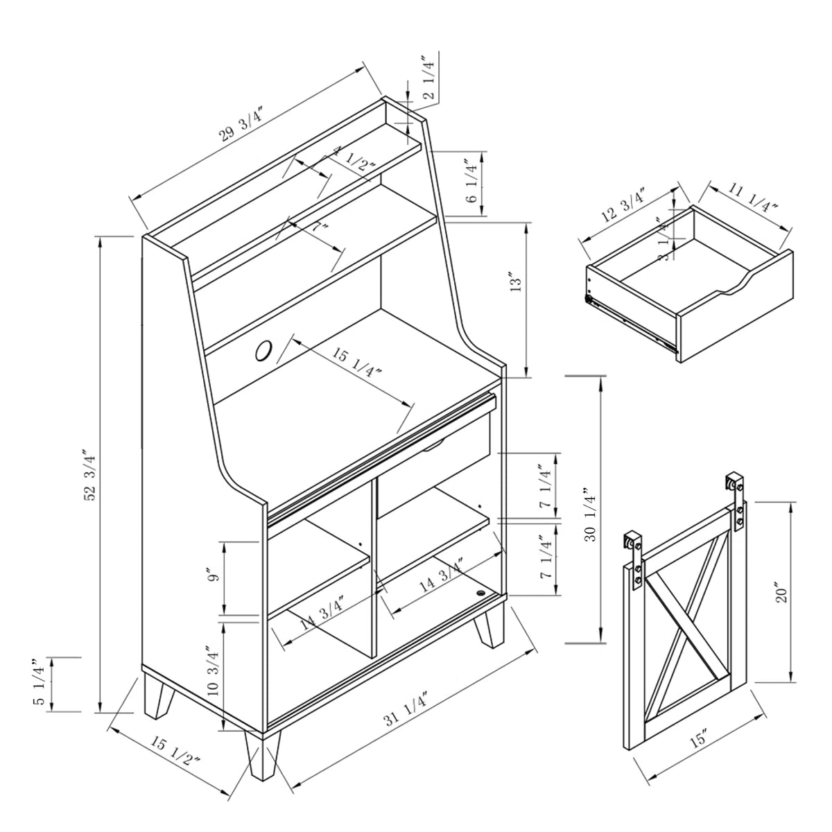 Kitchen Racks: A standard wood 31.25-inch baker's rack with wooden shelves