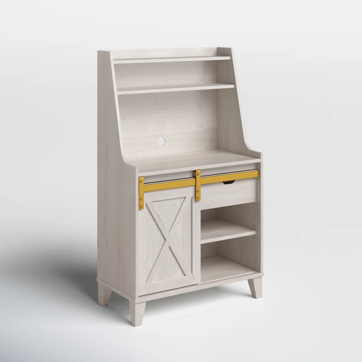 Kitchen Racks: A standard wood 31.25-inch baker's rack with wooden shelves