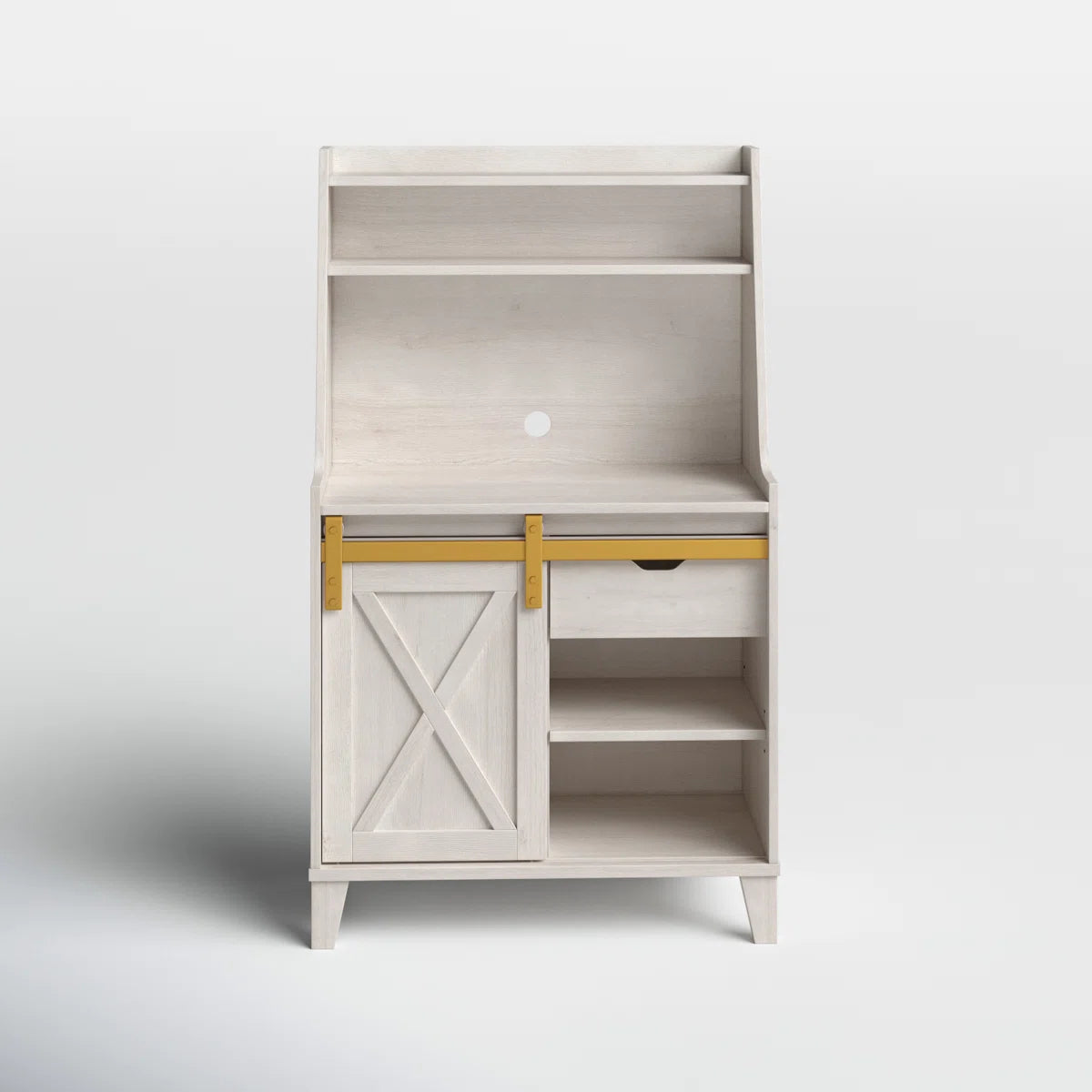Kitchen Racks: A standard wood 31.25-inch baker's rack with wooden shelves
