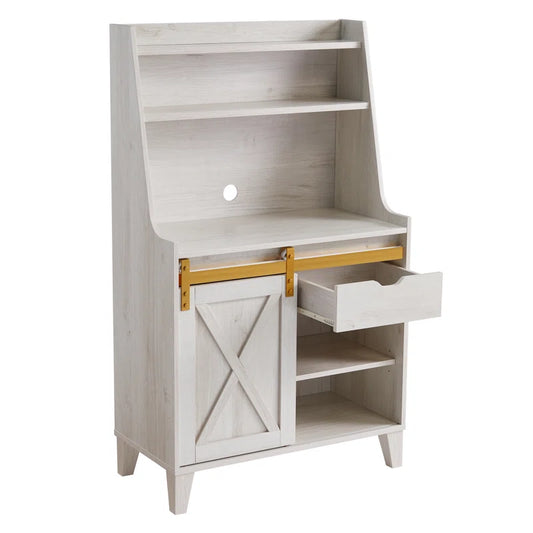 Microwave Stands: Wood Finish Microwave Stand – 31.25" Standard Baker’s Rack for Kitchens