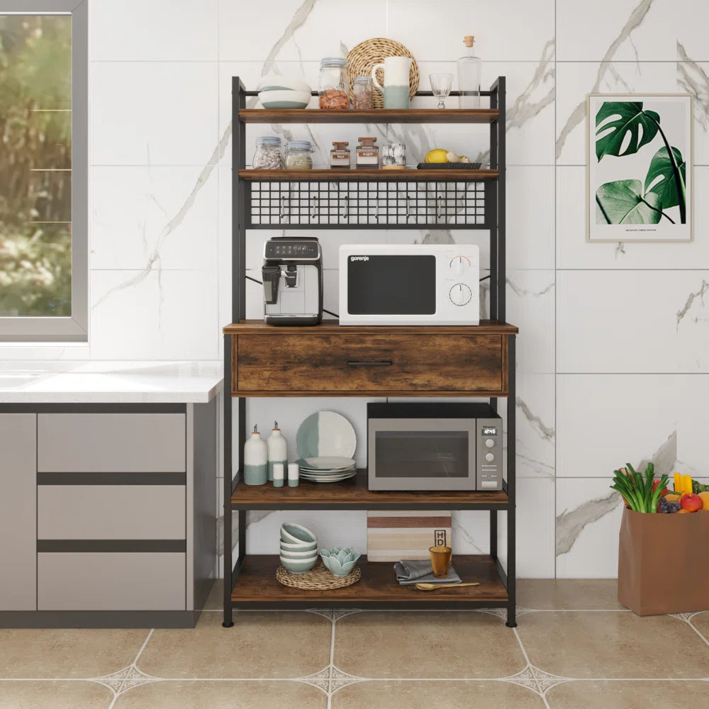 Microwave Stands: 31.5'' Iron Baker's Rack – Compact Microwave Stand with Multi-Tier Kitchen Storage
