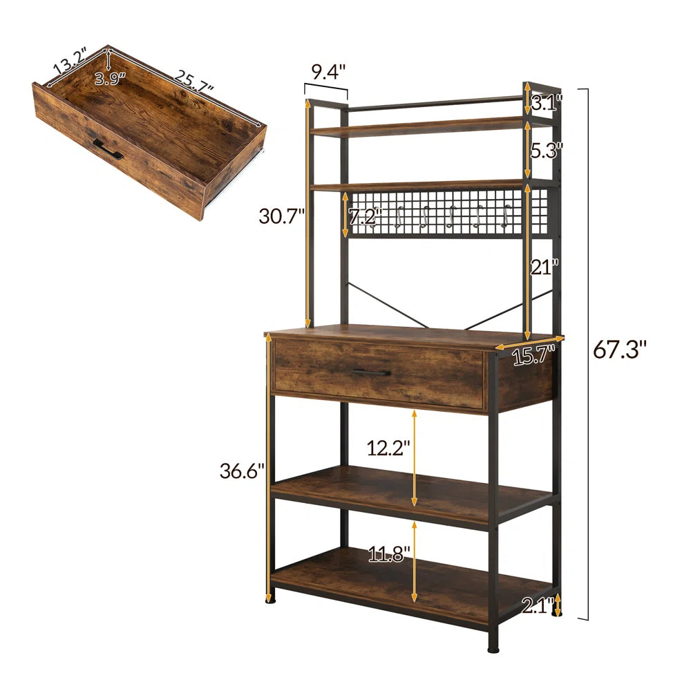 Microwave Stands: 31.5'' Iron Baker's Rack – Compact Microwave Stand with Multi-Tier Kitchen Storage