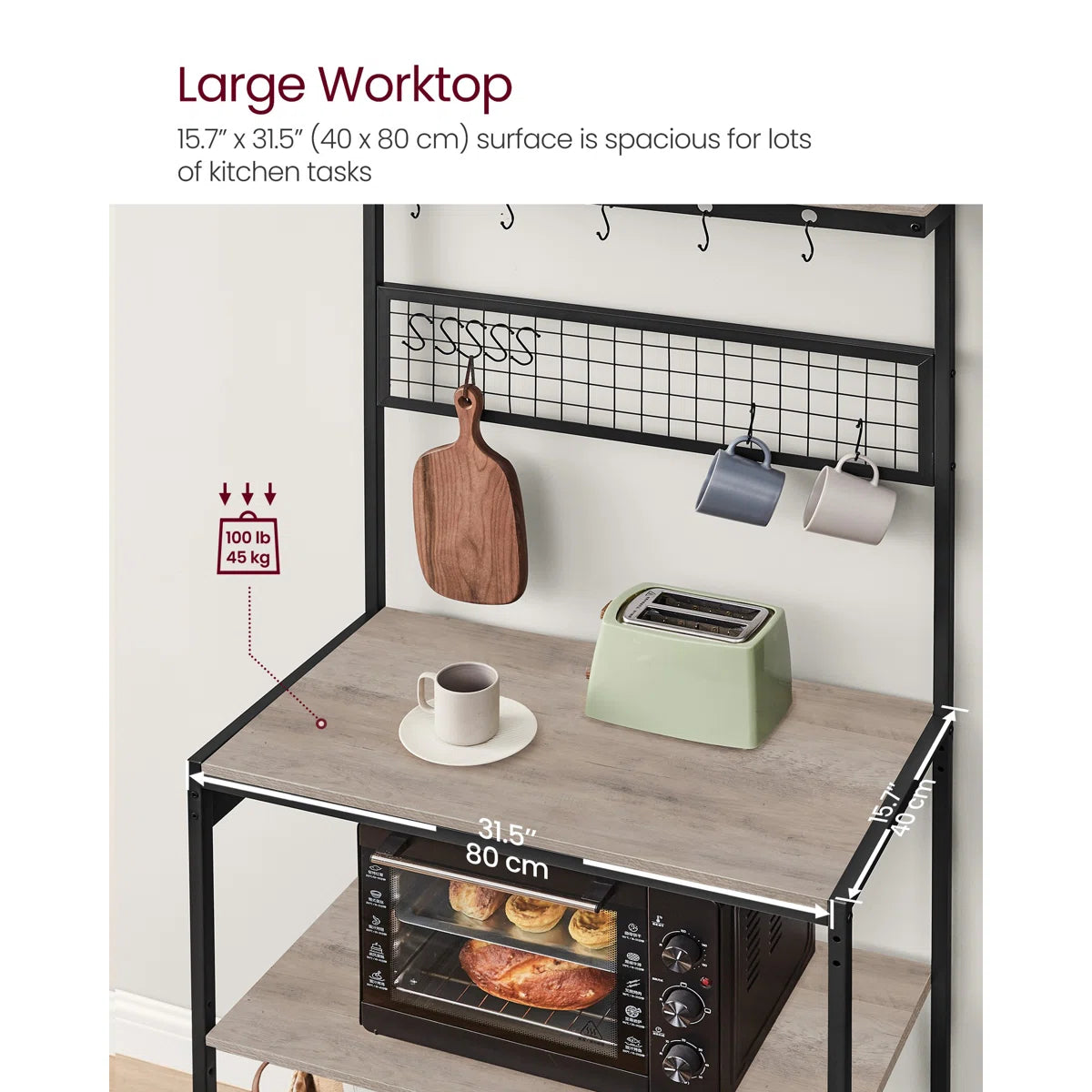Kitchen Rack: 31.5'' Coffee Bar Stand With Adjustable Storage Shelf