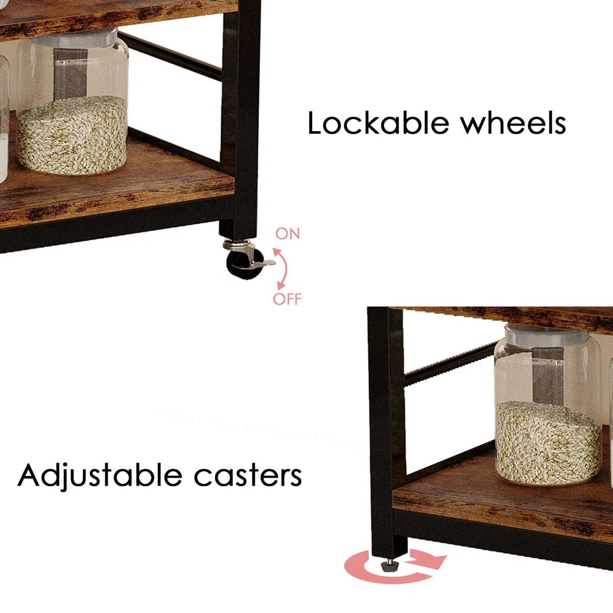 Kitchen Rack: 31.5'' Metal Standard Baker's Rack with Microwave Compatibility, Made of Solid and Manufactured Wood