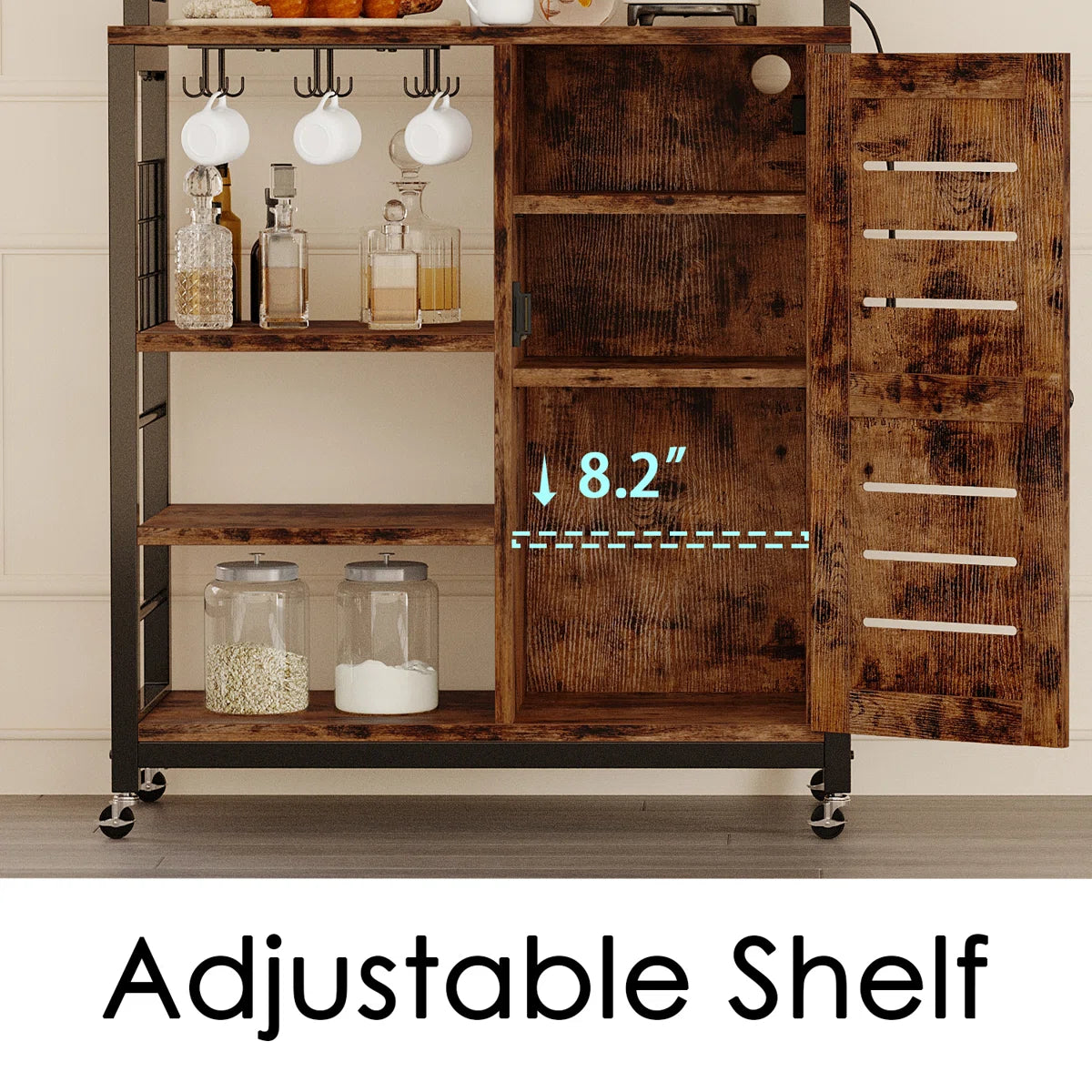 Kitchen Rack: 31.5'' Metal Standard Baker's Rack with Microwave Compatibility, Made of Solid and Manufactured Wood