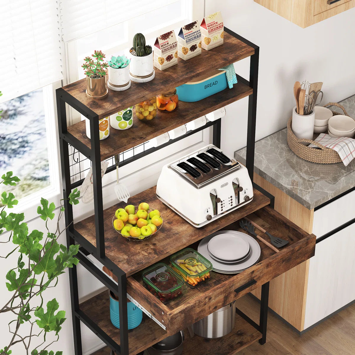 Kitchen Rack: 31.5'' Standard Baker's Rack with Microwave Compatibility