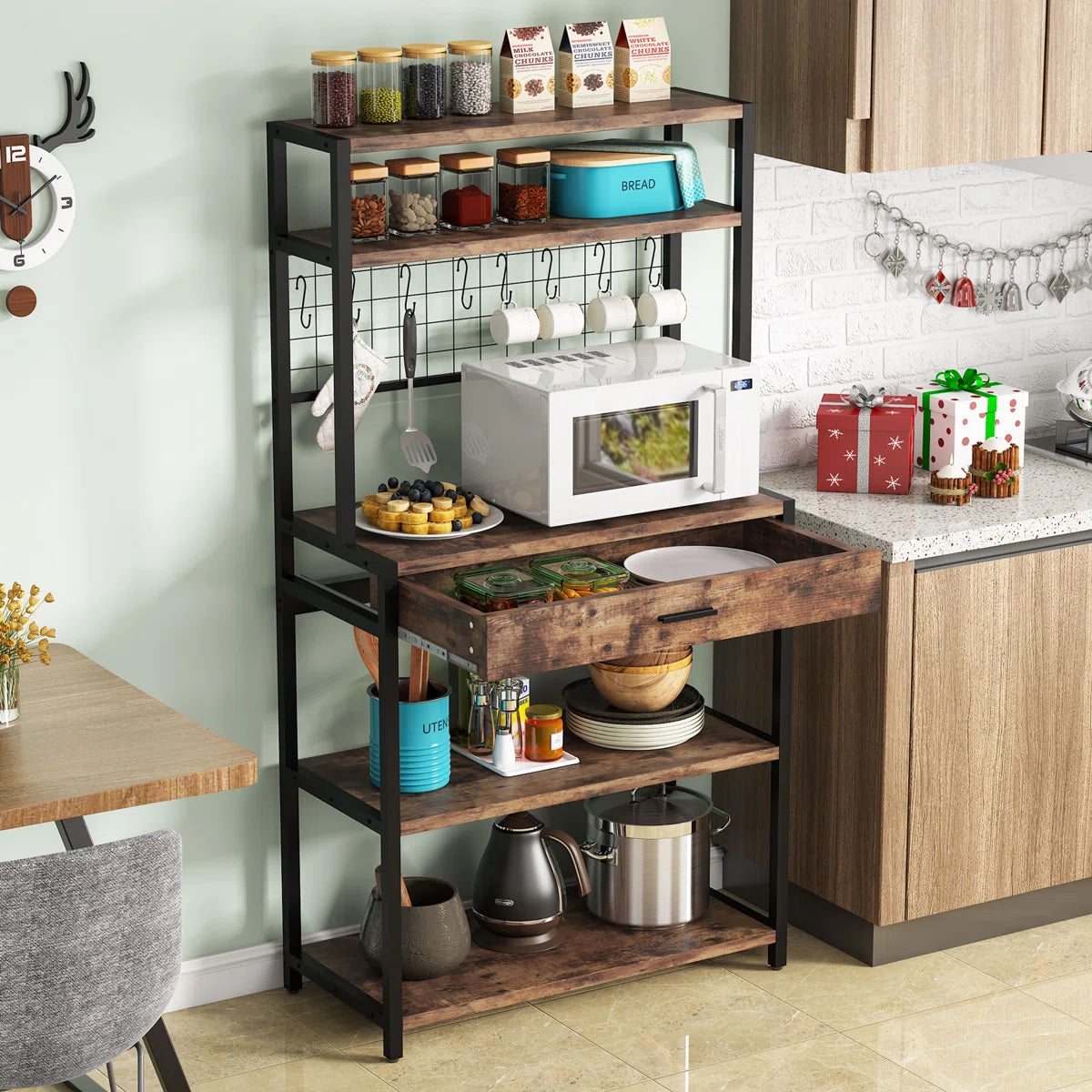 Kitchen Rack: 31.5'' Standard Baker's Rack with Microwave Compatibility