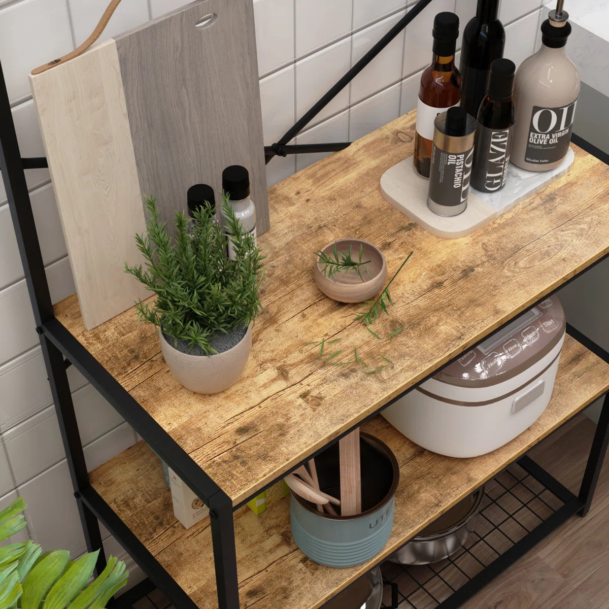 Kitchen Rack: 31.5'' Steel Standard Baker's Rack with Microwave Compatibility