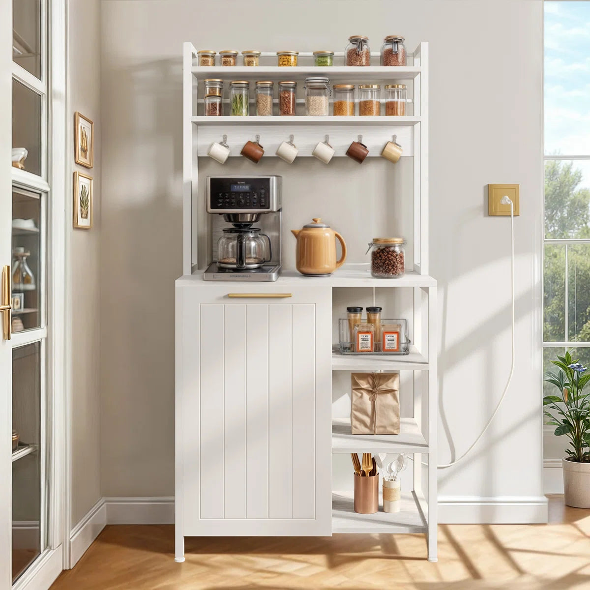 Kitchen Rack: 31.5'' Wood Baker's Rack with Microwave Compatibility