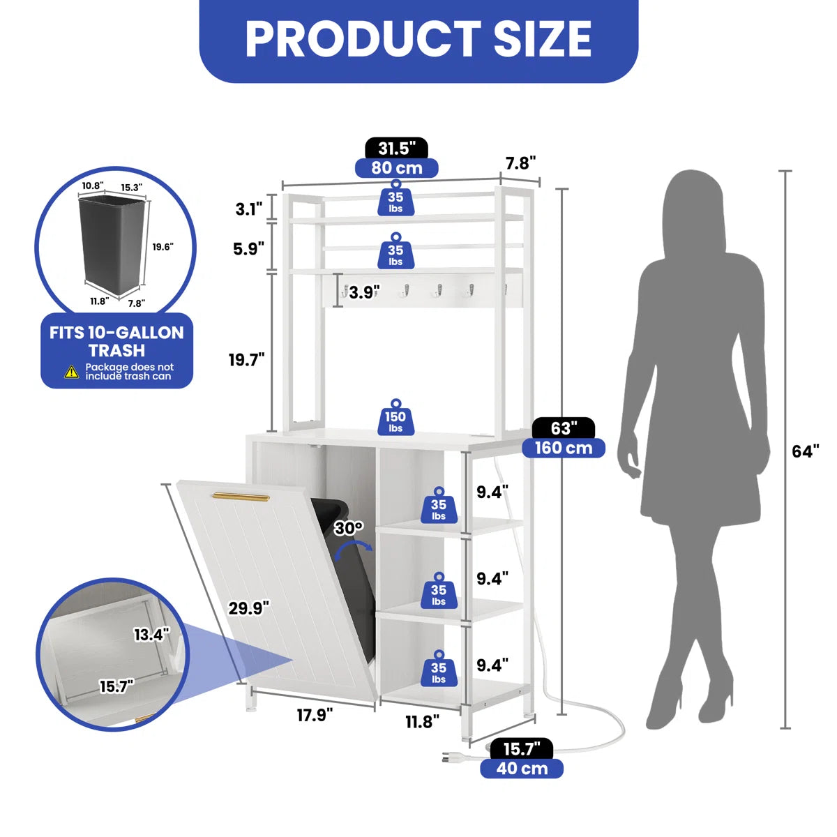 Kitchen Rack: 31.5'' Wood Baker's Rack with Microwave Compatibility