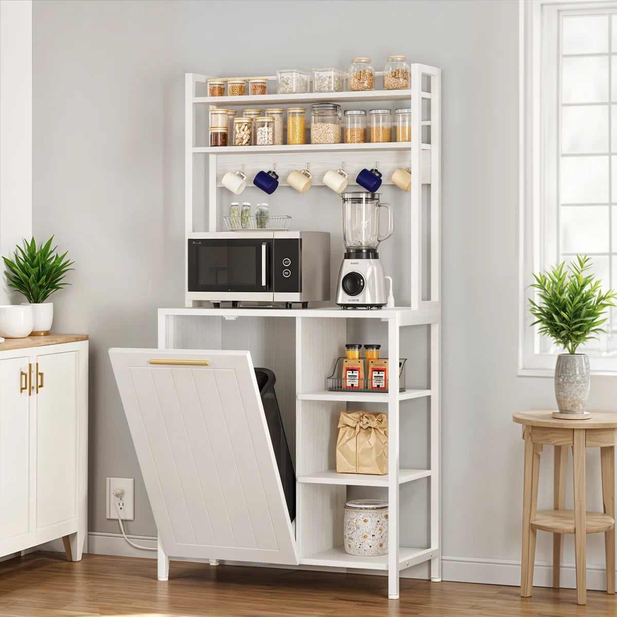 Kitchen Rack: 31.5'' Wood Baker's Rack with Microwave Compatibility