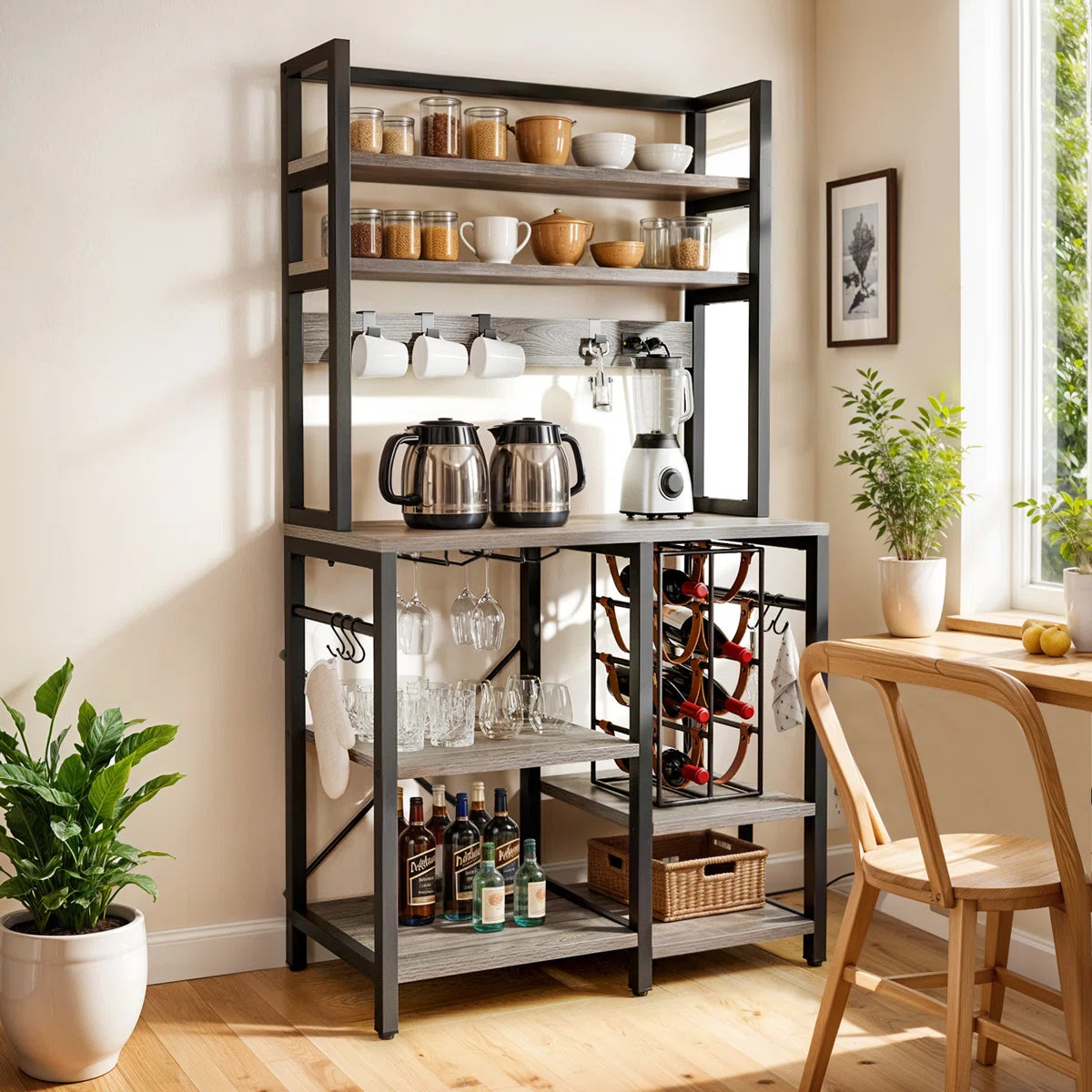 Kitchen Rack: 31.5'' Wood Standard Baker's Rack with Microwave Compatibility