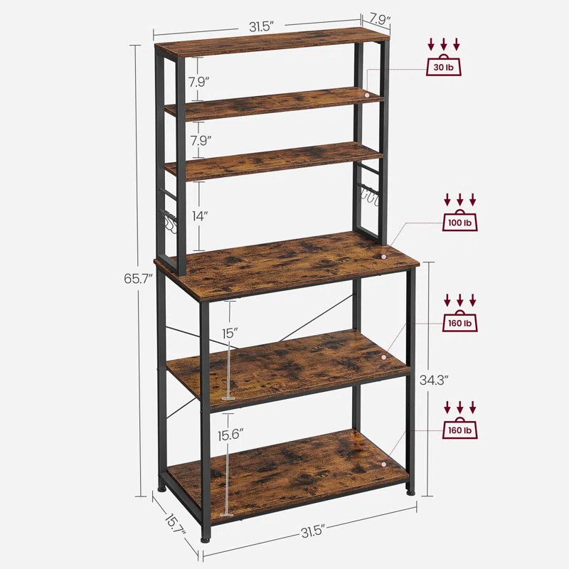 Kitchen Racks: 31.5" Modern Coffee and Bar Station with Storage and Shelves