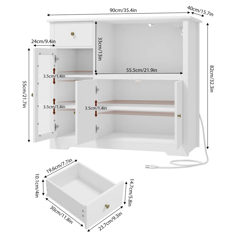 Microwave Stands: Modern 32.3"H Microwave Stand for Small Space