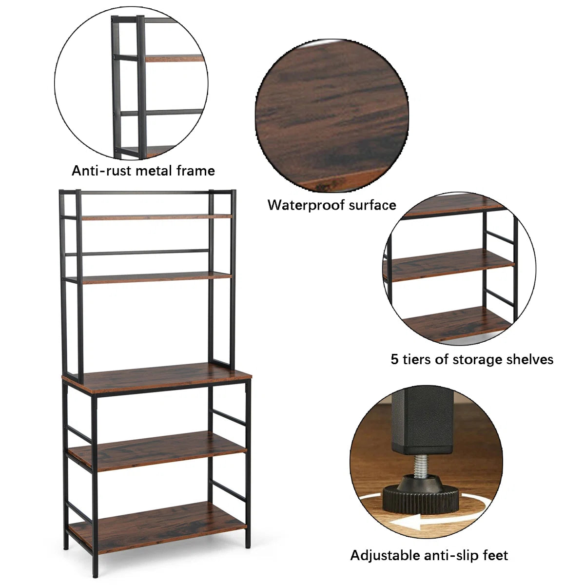Kitchen Rack: 32'' Steel Standard Baker's Rack with Microwave Compatibility