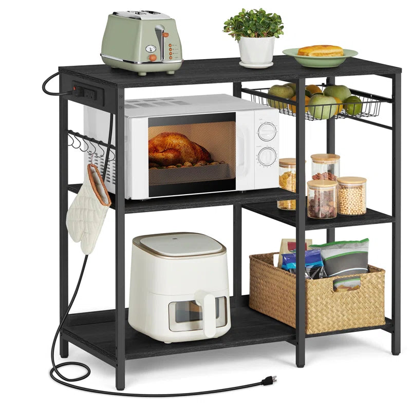 Kitchen Rack: 35.39'' Baker's Rack with Metal Accent and Microwave Compatibility