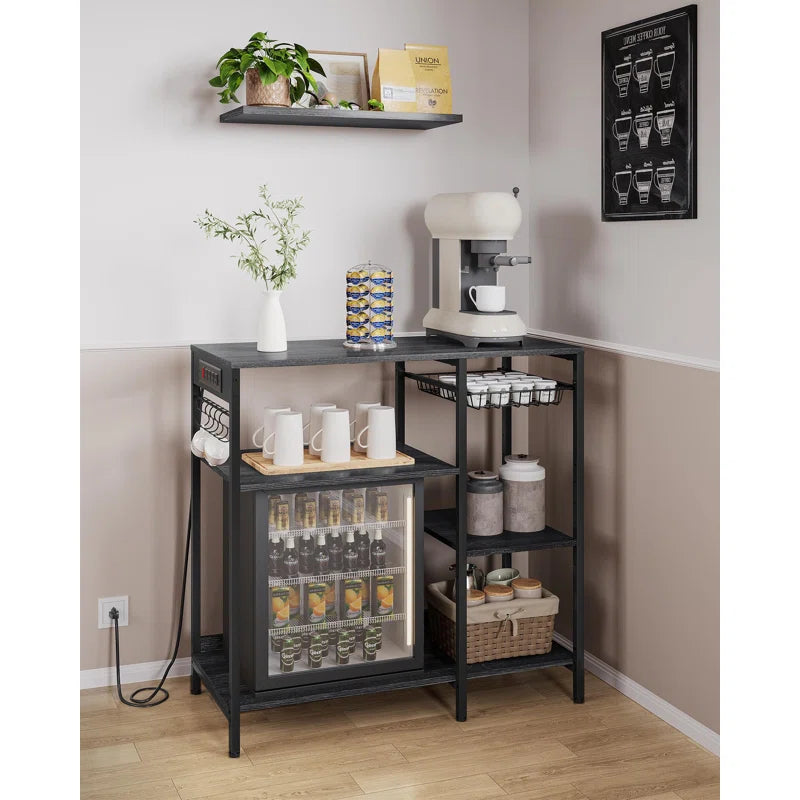 Kitchen Rack: 35.39'' Baker's Rack with Metal Accent and Microwave Compatibility