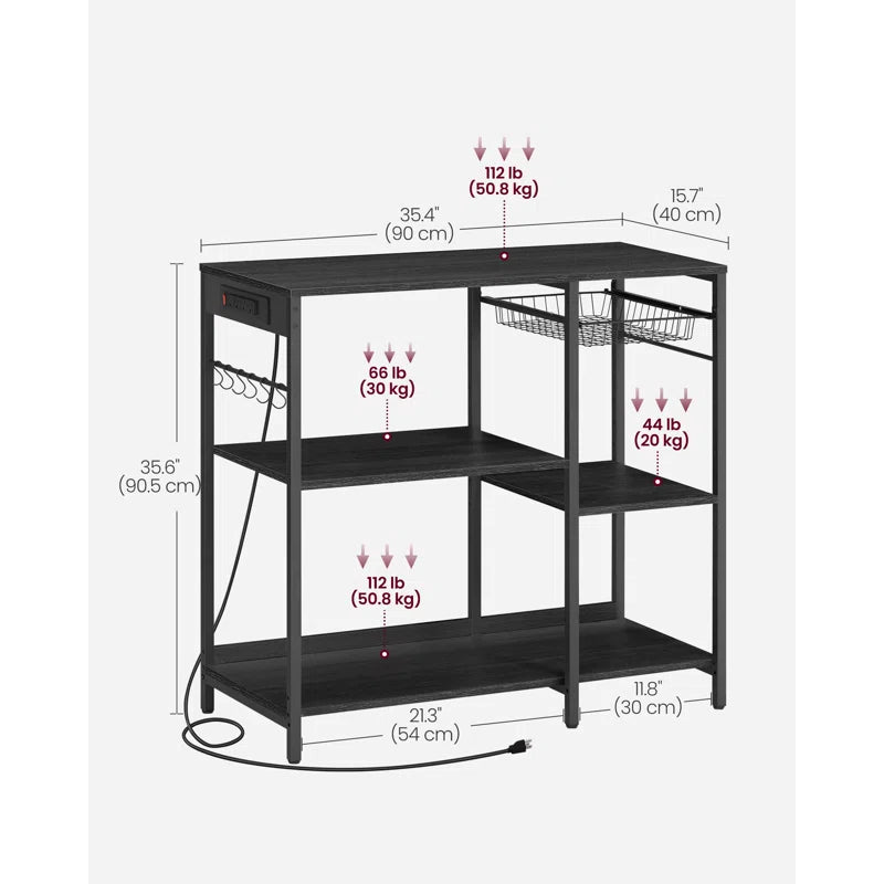 Kitchen Rack: 35.39'' Baker's Rack with Metal Accent and Microwave Compatibility